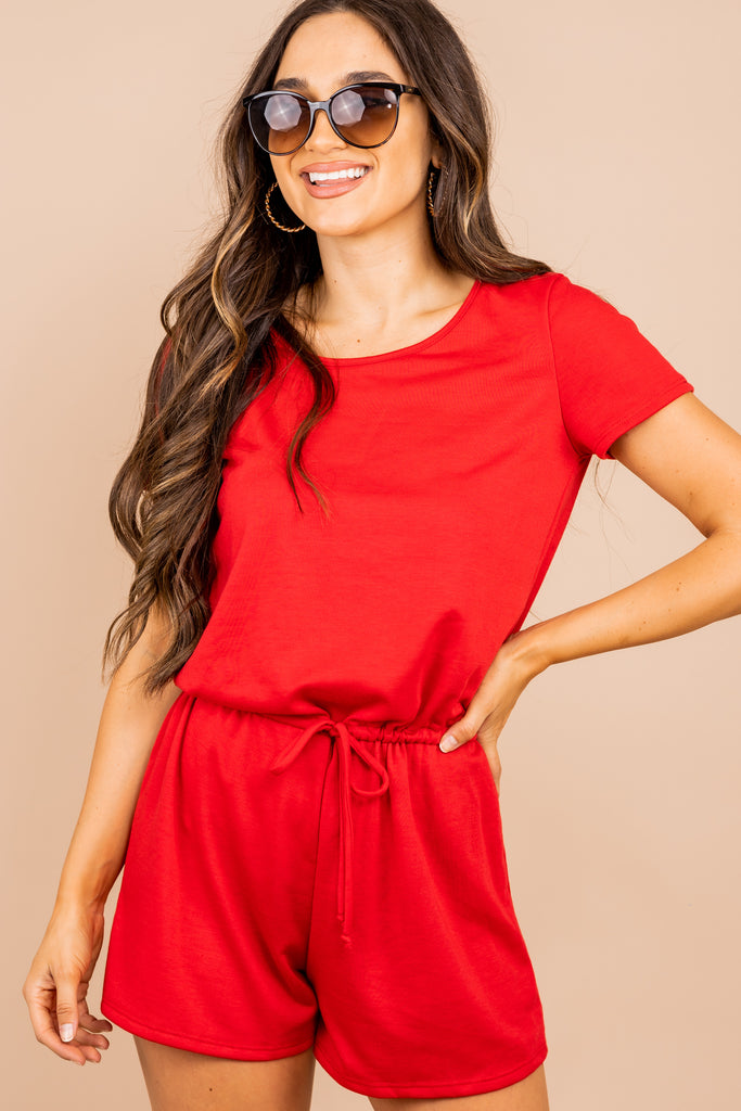 Zoned In Red Romper - Boutique Summer ...